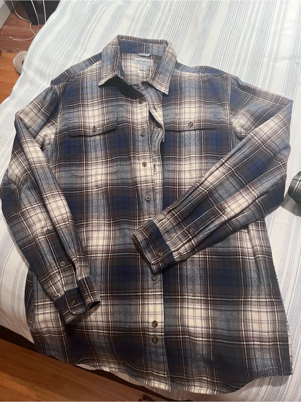 Carhartt Plaid Button-Up Shirt in Blue and Gray